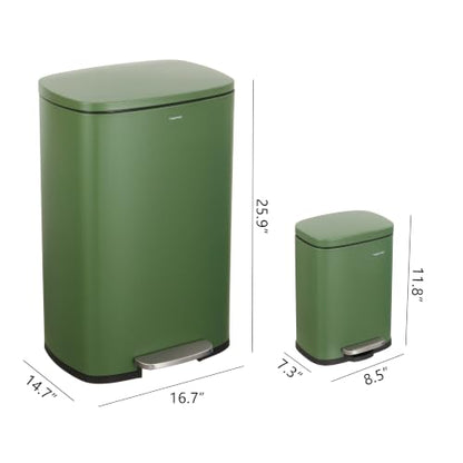 happimess Connor 2-Piece Iron Trash Can, Pine Green - color: Pine Green
