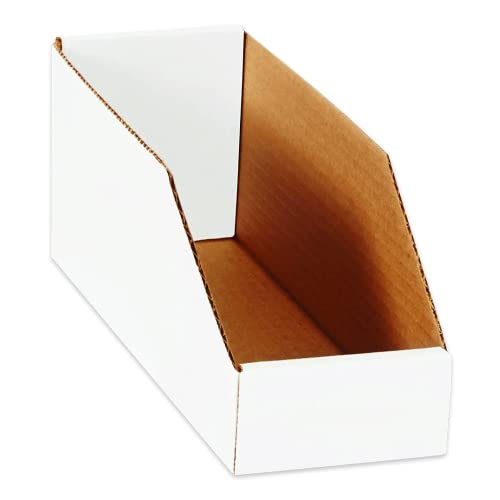 Box USA Cardboard Storage Bins, Open Top Bin Box, 4L x 12W x 4.5H 50-Pack | Medium for Inventory, Organization, Parts, Garage, Oyster White - color: White, size: 4" x 12" x 4 1/2"