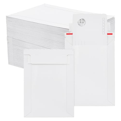 PH PandaHall 130pcs White Paper Shipping Envelopes Self Seal Card Mailers 7x5 Inch Rigid Mailers Envelopes Photo Mailers Shipping Envelope for Trading Cards Protection Mailing and Collection Storage