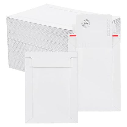 PH PandaHall 130pcs White Paper Shipping Envelopes Self Seal Card Mailers 7x5 Inch Rigid Mailers Envelopes Photo Mailers Shipping Envelope for Trading Cards Protection Mailing and Collection Storage