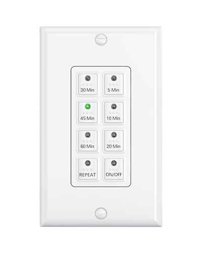 BN-LINK Bathroom Fan Timer Switch for Exhaust Fan Lights Heaters, 1 Pack - size: Preset (5-10-20-30-45-60mins)