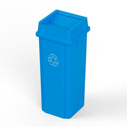 23 Gallon Blue Square Commercial Trash Garbage Can with Lid | Outdoor Office Restaurant School Kitchen - color: Blue, size: 23 Gallon, style: Trash Can with Lid