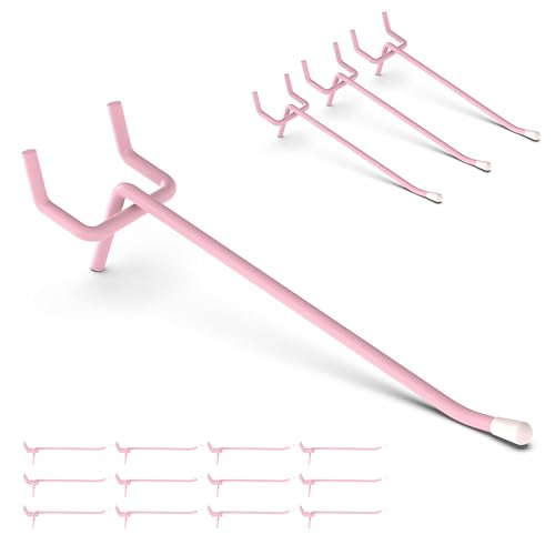 HUHOLE 50 Pack 4 Inch Pink Pegboard Hooks with Rubber Tips - color: Pink, size: 4 Inch