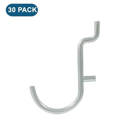 Metal Pegboard J Hooks, 30Pcs, 1/4" - color: Silver, size: 30pcs