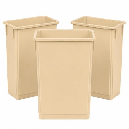 23 Gallon Slim Jim Rectangular Beige Trash Can | 3 Pack - color: Beige