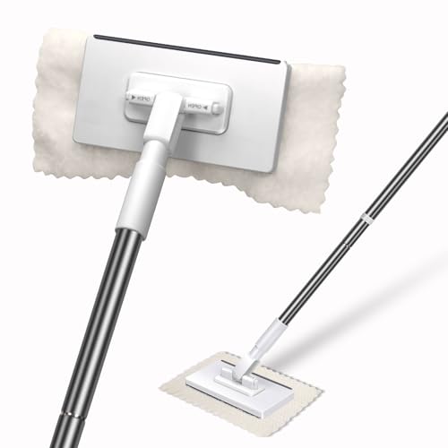 Masthome Snap Grip Mini Mop with Built-in Squeegee,30" Hands Free Clamp Mop - color: White Mini