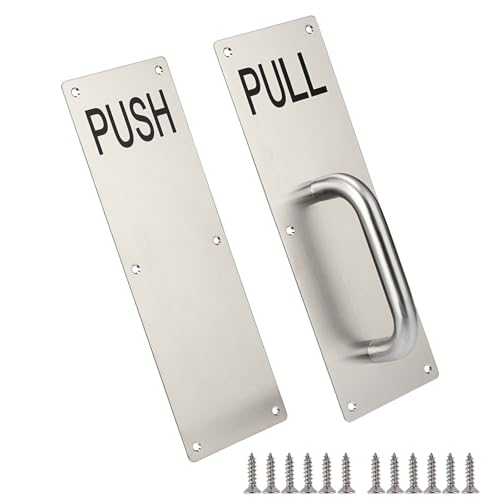 Sumnacon 1 Set 12" Stainess Steel Door Handle Pull Push Plate Handle,Silver - color: Silver, size: 11.8x3.9 Inches
