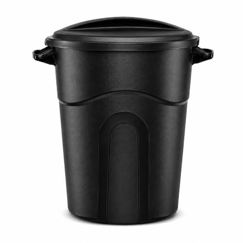 32 Gallon Heavy Duty Trash Can with Click-Lock Lid and Handles, Black - size: 32Round