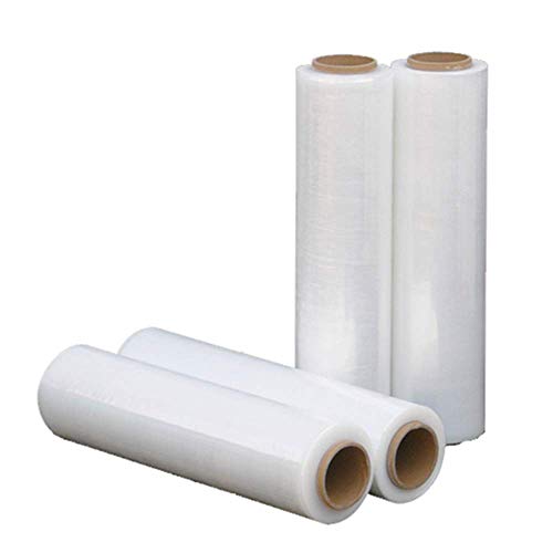 APQ 4 Rolls of Blown Hand Stretch Film 15" x 2000'. Clear Hand Stretch Wrap, 60 Gauge. Tear Resistant Residue Free Film for Moving, Shipping, Wrapping. Industrial Grade Pallet Shrink Wrap Film. - size: 15" x 2000'
