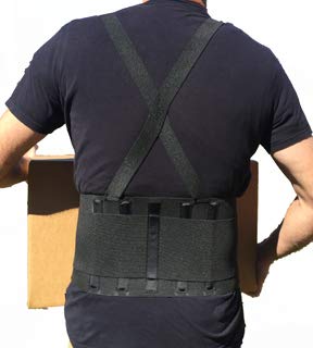 Alpha Medical Adjustable Lifting Back Brace with Suspenders for Men & Women – Industrial Lower Back Belt - Lumbar Protection from Construction, Moving, Warehouse Jobs, Heavy Lifting Safety (X-Large) - size: X-Large