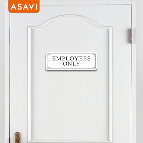 “EMPLOYEES ONLY” Acrylic Sign – Waterproof & Fade-Resistant Staff-Only Notice with Strong Adhesive + Pre-Drilled Holes (8.7"x3") | Office, Warehouse, Restricted Areas (White) - color: White