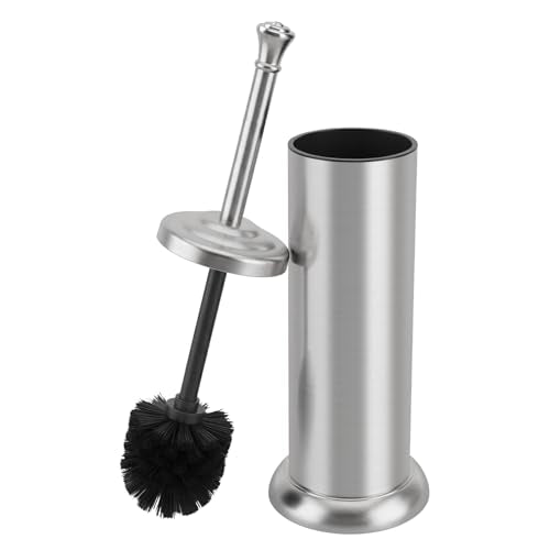 Stainless Steel Toilet Bowl Brush and Holder Set for Bathroom Long Handle - color: Brushed Nickel