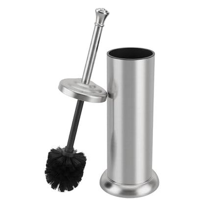 Stainless Steel Toilet Bowl Brush and Holder Set for Bathroom Long Handle - color: Brushed Nickel