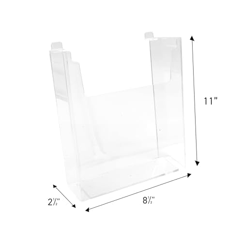 SSWBasics Slatwall Accessories - Clear Styrene Slat Wall Accessory, 8.5'W x 11'H x 2.5'D, Holds Standard Sheets & Magazines - Compatible Literature Holder for 3' on Center Slatwall