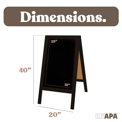 Ilyapa A Frame Chalk Board Easel Sign 40x20 in - Sandwich Signs Outdoor - color: Black