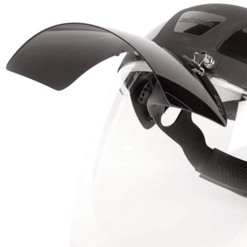 Sellstrom DP4 Face Shield - Lightweight Mask with High Impact Crown & Ratchet Headgear for Work, Grinding, Plasma/Flame Cutting - ANSI Z87.1 - Clear Anti Fog Polycarbonate Window - UV/IR Flip Up Visor - style: Shade 8 Infrared Visor