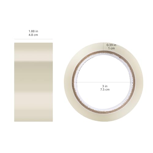Amazon Basics Shipping Packing Tape for Packaging, Moving and Storing, Clear, 1.88 in x 72.2 yards, 1.8mil Thickness, 12-Roll - size: 1.88 in x 72.2 yards, 1.8mil thickness
