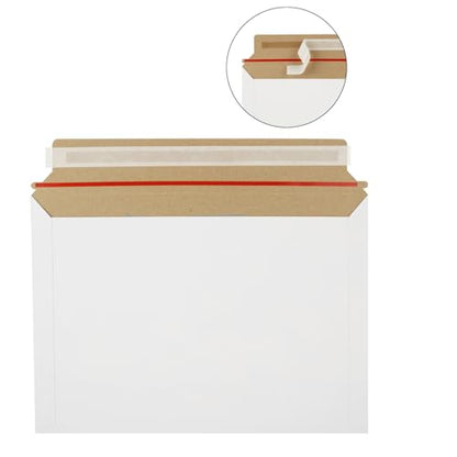QTLCOHD 100Pcs 9 x 12 Inch Rigid Mailers Stay Flat Photo Document Mailer Self Seal Cardboard Envelops Mailers White Paper Mailer for CD, Photo, Picture, Letter - size: 9x12