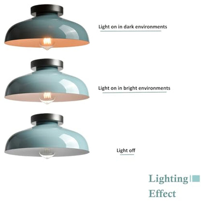 DIRYZON 12-Inch Industial Macaron Semi Flush Mount Ceiling Light - color: Sea Green