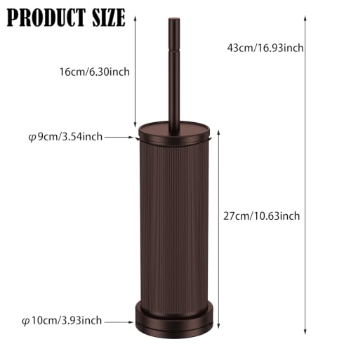 Metal Vertical Grain Toilet Bowl Brush and Holder Set Scrubber Bronze - color: Bronze