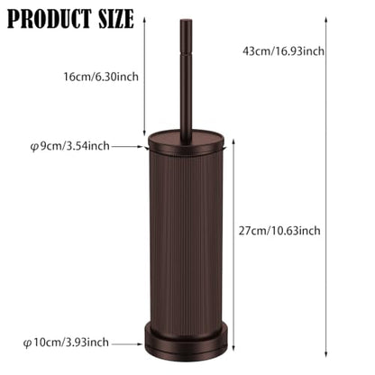 Metal Vertical Grain Toilet Bowl Brush and Holder Set Scrubber Bronze - color: Bronze