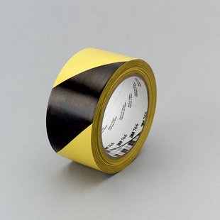 3M T968766 766 Striped Vinyl Tape, 5.0 mil, 36 yd. Length x 3" Width, Black/Yellow