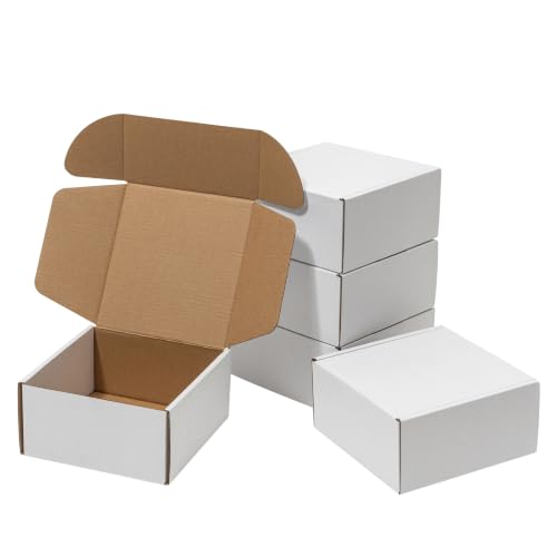 Wowxyz 6x6x3 Inches Shipping Boxes 60 Pack Corrugated Cardboard White Box - size: 6x6x3"