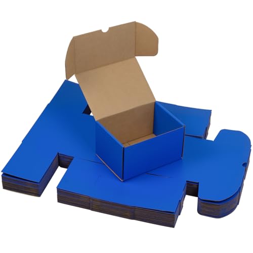 7x5x4 Inches Shipping Boxes Pack of 25, Blue Corrugated Cardboard Box Literature Mailer for Packing Small Business - color: Blue, size: 7x5x4