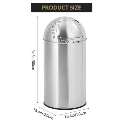 GlowSol Heavy Duty Commercial/Kitchen Trash Can, 70L/18 Gallon Fingerprint-Proof, Stainless Steel Garbage Can with Push Lid, Waste Bin with Removable Inner Bucket for Supermarket Commercial Use