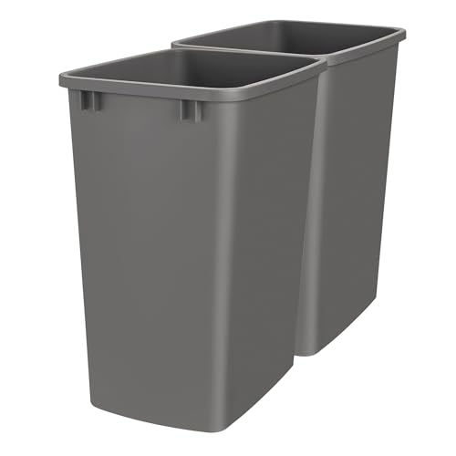 Rev-A-Shelf Double Pullout Garbage Trash Cans for Kitchen Cabinets, 35 Qt - color: Dark Gray, style: 2 Pack