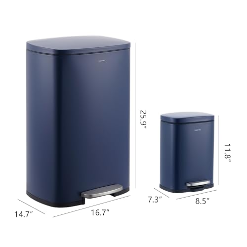 happimess Connor 2-Piece Iron Trash Can, Denim Blue - color: Denim Blue