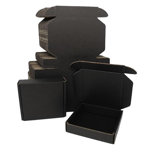 4x4x1 Shipping Box 50 Pack, Black Mailing Boxes for Small Business Gift Boxes with Lids Flat Corrugated Cardboard Box Cute Cheap Packaging Mini Jewelry Literature Mailer - size: 4"x4"x1", style: 50 Pack - Black
