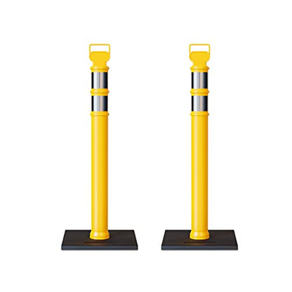 Trafford Industrial Set of 2 45" Delineator Posts with Removable 10lb Rubber Base, Reflective Collars - Yellow - color: Yellow