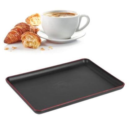 Limen Wood Grain Rectangular Acrylic Serving Tray, Non-Slip Base Rounded Edges Food Carry Platter for Home, Hotel, Restaurant(32 * 23cm/12.6 x 9.1in) - size: 12.6" x 9.1" x 0.8"