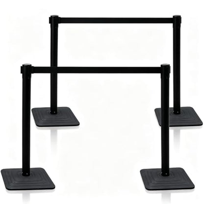 OangeStar 4-Pack Crowd Control Stanchions,Heavy Duty Queue Barriers - color: Black