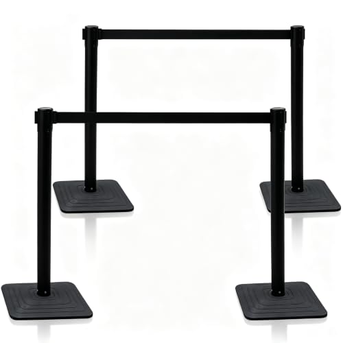 OangeStar 4-Pack Crowd Control Stanchions,Heavy Duty Queue Barriers - color: Black