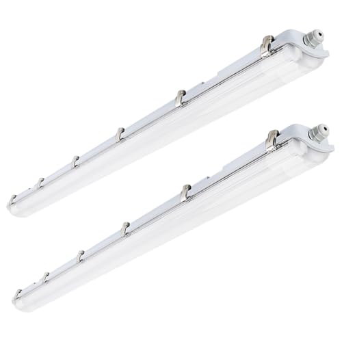4FT LED Vapor Tight Light Fixtures 2Pack, Clear Cover, 40W 5600LM