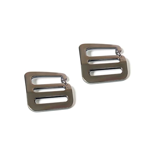 Zinc Alloy G Hook Wave Buckles with Adjustable Spring Door, Tactical Carabiner Backpack Strap Clip Buckle Adjustable Webbing G Shaped Belt Bag Buckle Clips Replacement for 0.7" Belt - color: Dark Grey