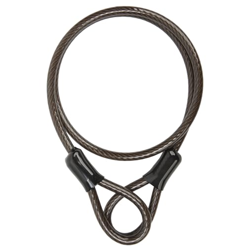 Security Cable with Loops, 10MM Heavy Duty Lock Cable, 4FT 7FT 10FT 15FT 25FT 30FT Vinyl Coated Rust-Proof Flexible Steel Bicycle Security Cable for Motorcycle, Furniture, Gates (Black, 7FT) - size: 7FT