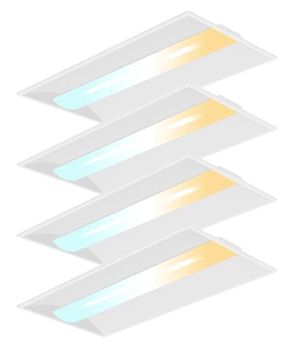 JCE Center Basket LED Troffer Panel Light:72W Dimmable Drop Ceiling Light,Wattage Adjustable 5-Color Tunable Max.9360LM, Premium V5.1 Listed (72W-2x4FT-4Packs) - size: 72W-2x4FT-4Packs