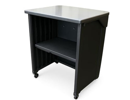 – Demo Display Cart – Portable Folding Demo Table with Recessed Signage Area – Stainless Steel Top & Locking Wheels – for Retail & Event Use