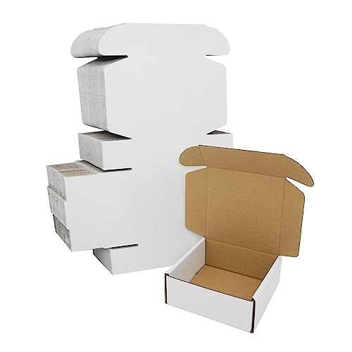 5x5x2 Small Shipping Box 50 Pack, White Cardboard Gift Boxes for Jewelry Flat Literature Mailer for Small Business Packaging Mailing - size: 5"x5"x2", style: 50 Pack - White