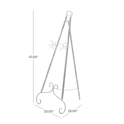 Deco 79 Metal Scroll Large Free Standing Adjustable Display Stand Easel with Chain Support, 22" x 21" x 46", Gray - color: Gray, size: 22" x 21" x 46"