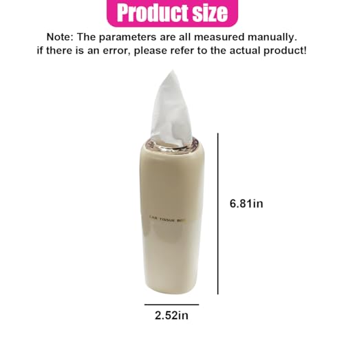 Car Cup Holder Tissue Holder, Water-Resistant Plastic Facial Tissues Cylinder, Portable Paper Towel Tube Container for Travel, Vehicle Napkin Box Organizer for Car, Home, Office (Beige) - color: Beige