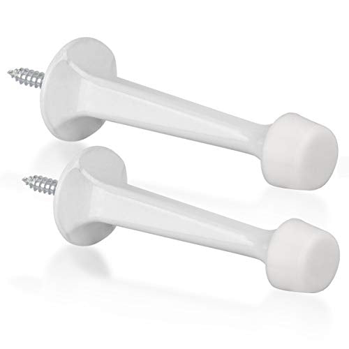 2 Pack Solid Rigid Door Stops - Heavy Duty Door Stoppers Wall Protector with Soft Rubber Tips, White - color: White, size: 2 Pack