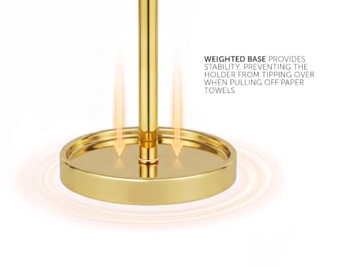 Ivilon Countertop Paper Towel Holder - Modern Sleek Ball Minimalist Design - Color Gold Polished - color: Gold Polished