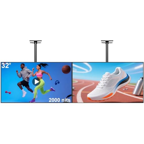 32" Digital Signage Disply, 2000nits High Brightness Advertising Display, Slim Fit Frameless Wall Mount Digital Signage, CMS Remote Publish, 24/7 Working, Smart Split-Screen, HDMI/USB/WiFi/Android OS