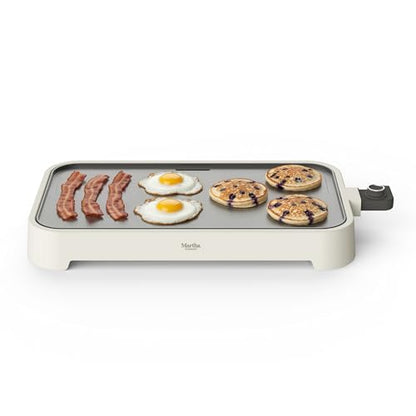 Martha Stewart 12"x 22" XL Electric Griddle, Ceramic Nonstick Flat Top - color: Linen Cream