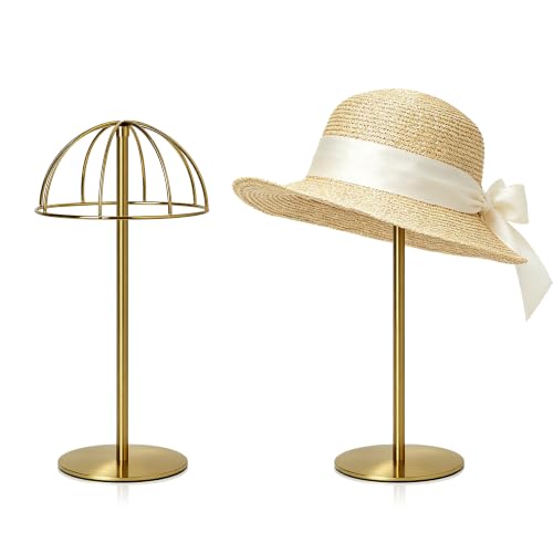 Hat Display Stand with Brushed Nickel & Copper Finish, Adjustable Height Hat Holder & Wig Stand for Cowboy Hats, Caps, Organizador de Gorras for Home Boutique Retail Store (2, Copper) - color: Copper