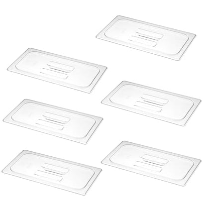 6-Pack Clear Polycarbonate Handled Lids for 1/3 Size NSF Food Pans - color: 1/3 Size, size: Handled Lids